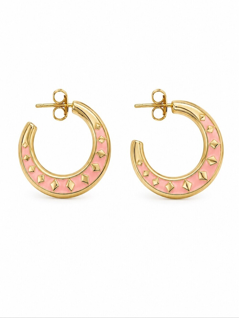 VTG 1980s Pastel Pink Enamel Hoop Earrings